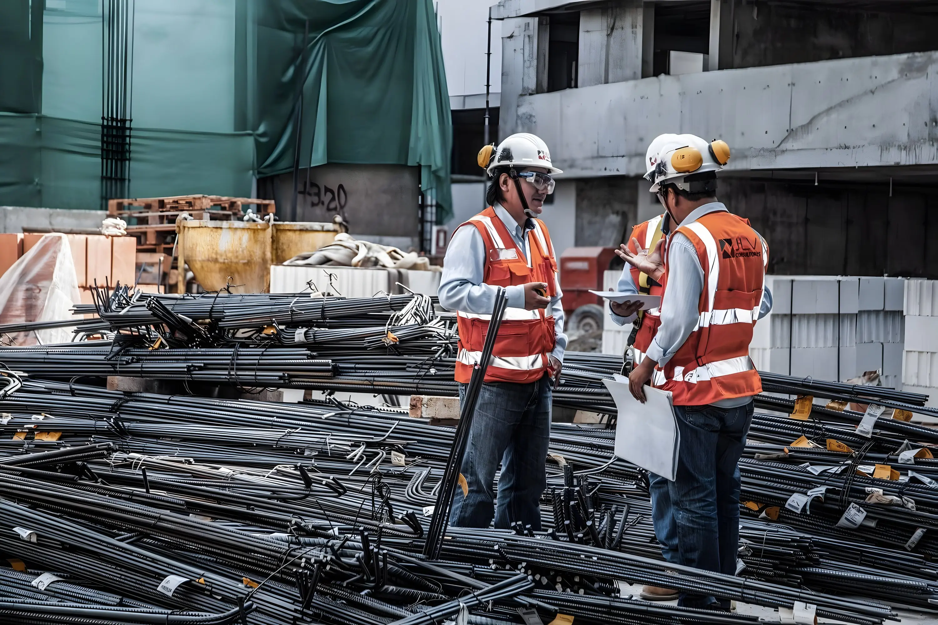 Supervisores de JLV Consultores revisando una obra de construcción